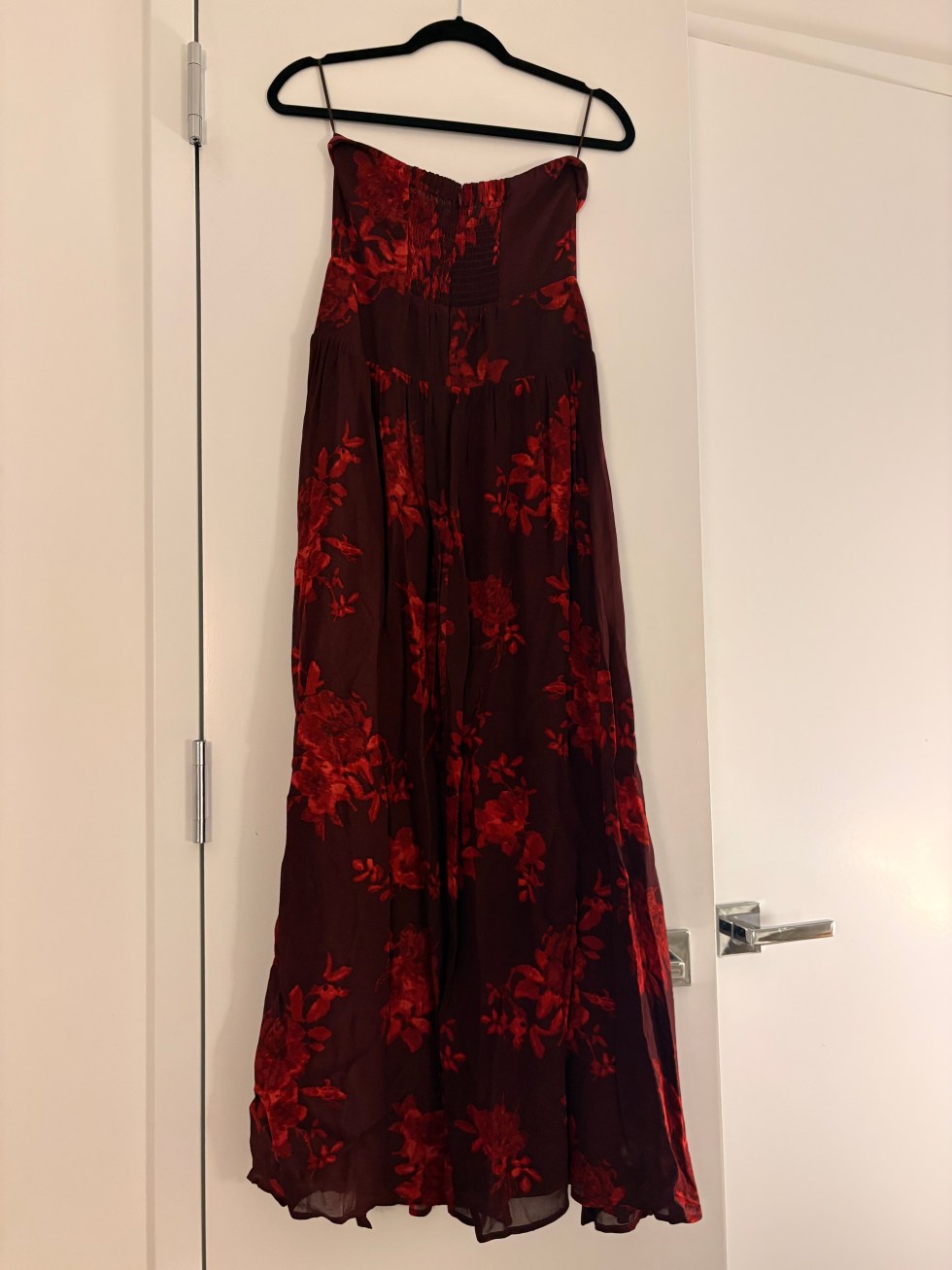 Red Floral Strapless Dress