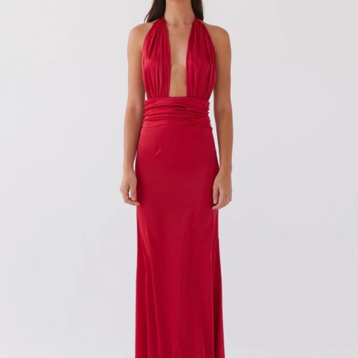 Lovelust Halterneck Maxi Dress - Red