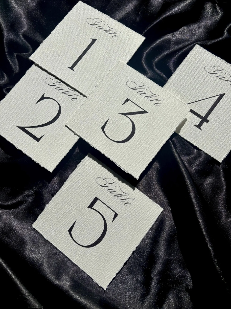 Deckle Edge Wedding Table Numbers | 1-26