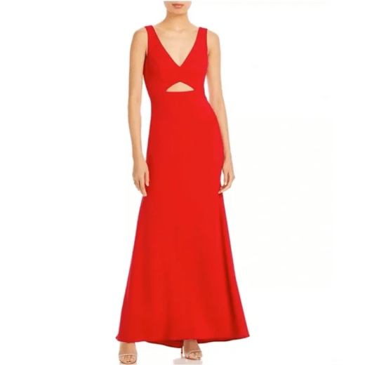 Aqua V Neck Red Dress