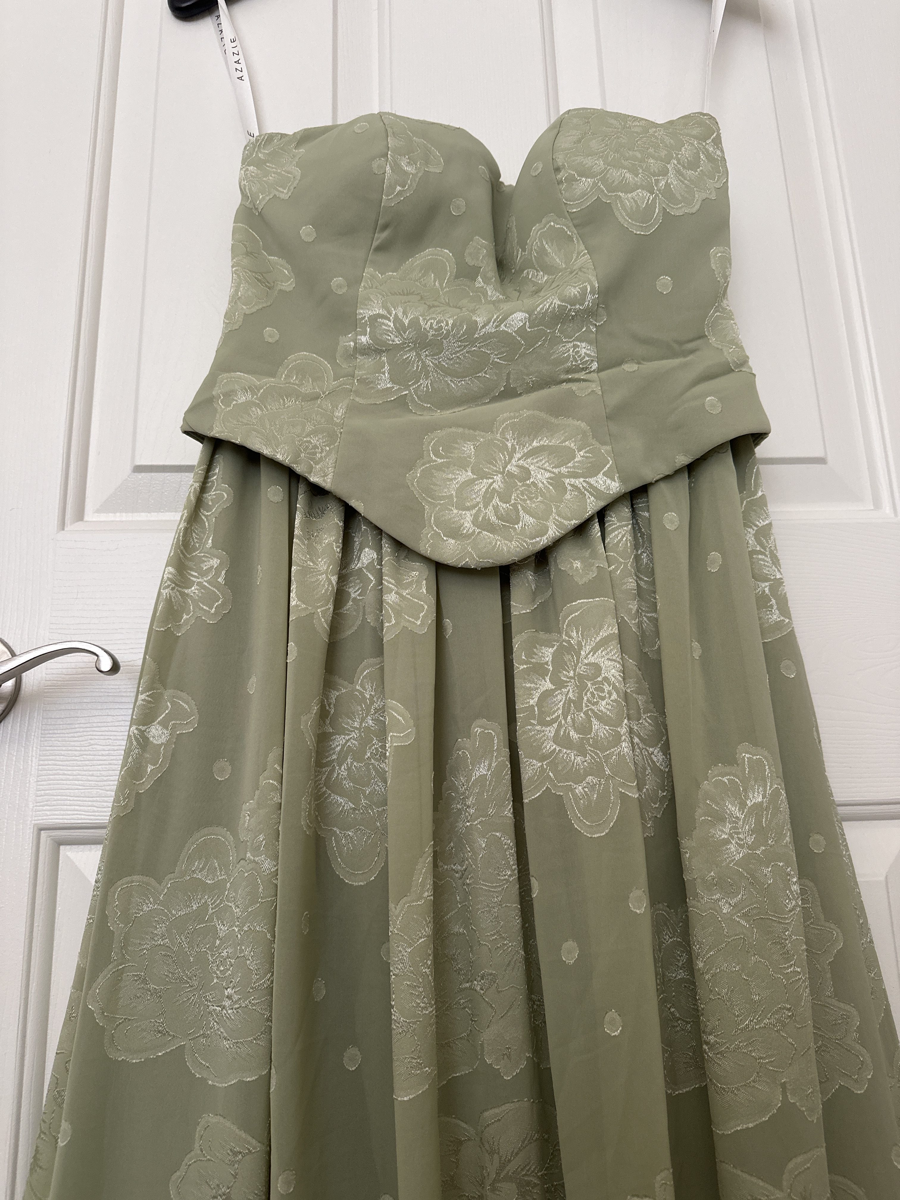 Azazie Atelier Isaura Celadon Sage Floral Maxi Dress - Image 2