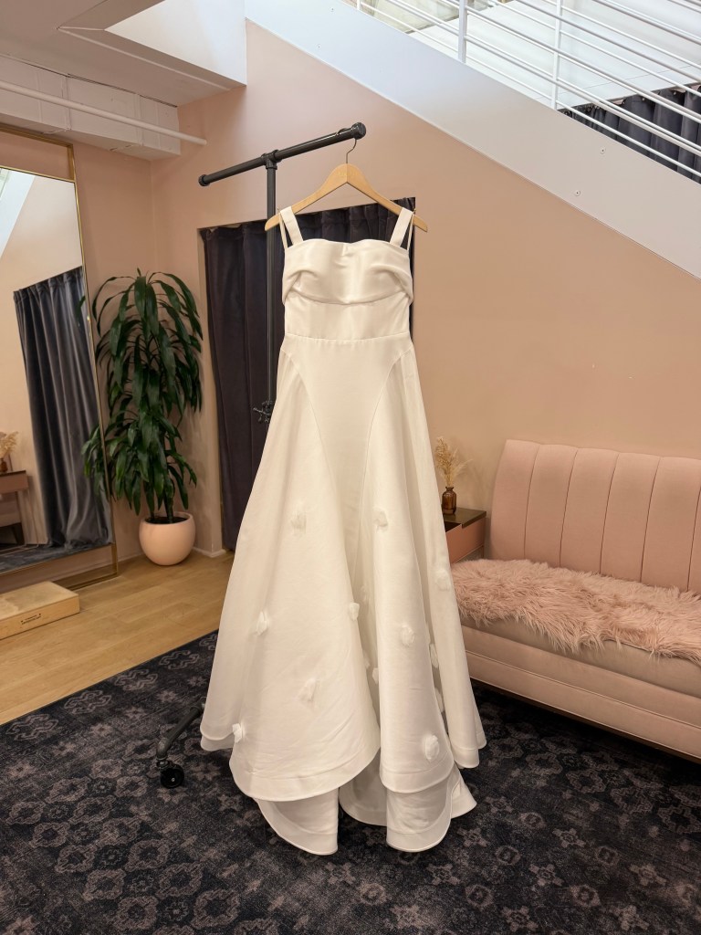 A-Line Gown with 3D Floral Appliqué Skirt - Pink Floyd