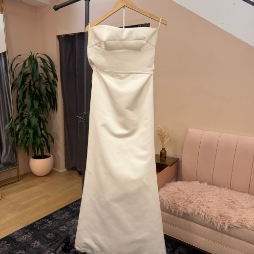 Strapless Folded Band Bodice Straight Gown - Regina Satin