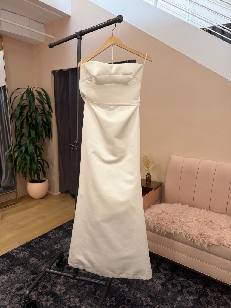 Strapless Folded Band Bodice Straight Gown - Regina Satin