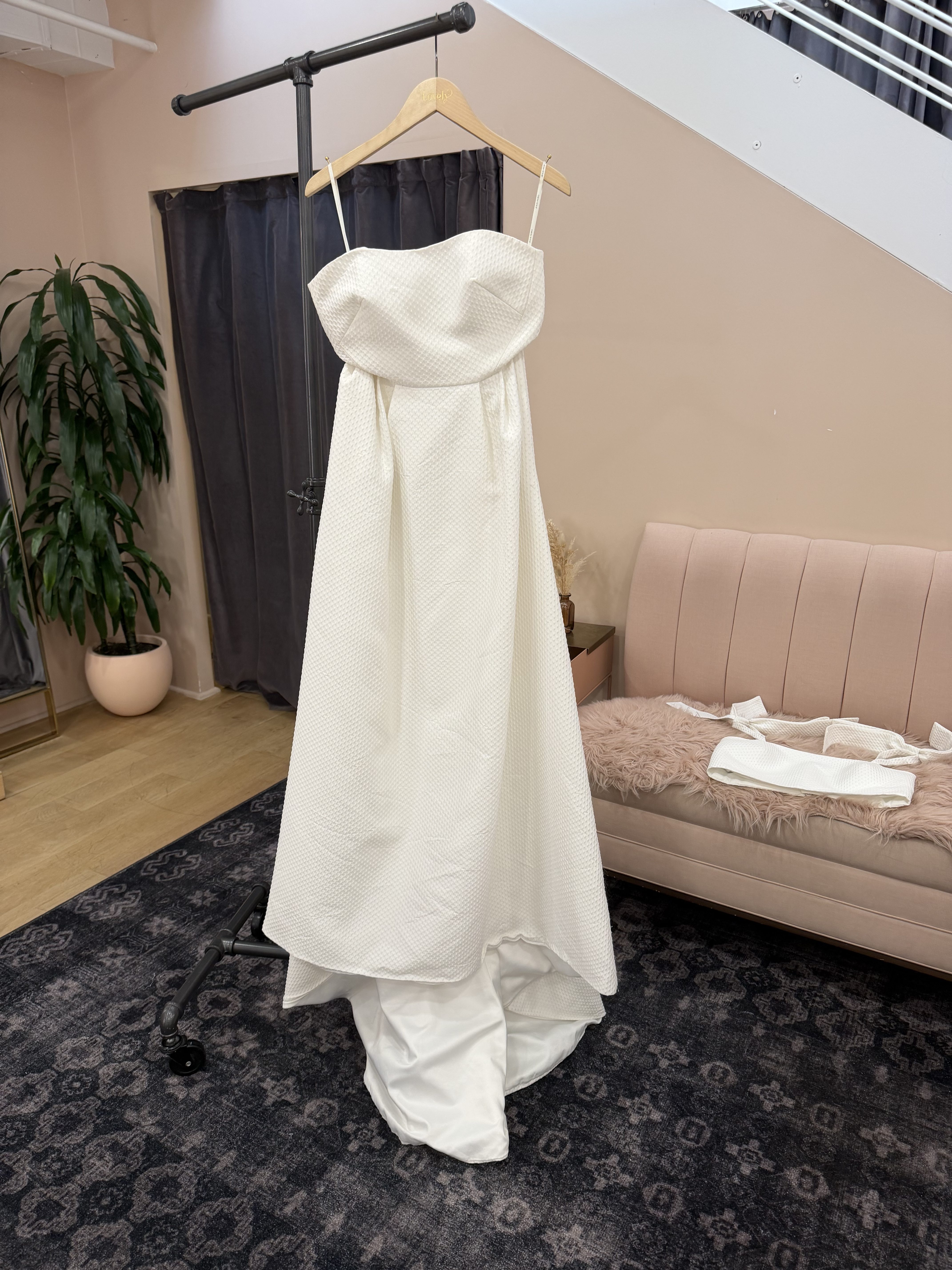 Off-Shoulder Foldover Neckline A-Line Gown with Bell Sleeves - 2307 - Image 4