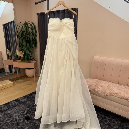 Strapless Textured Organza A-Line Gown - Lemon