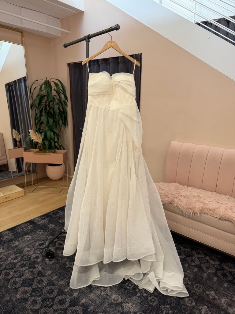 Strapless Textured Organza A-Line Gown - Lemon