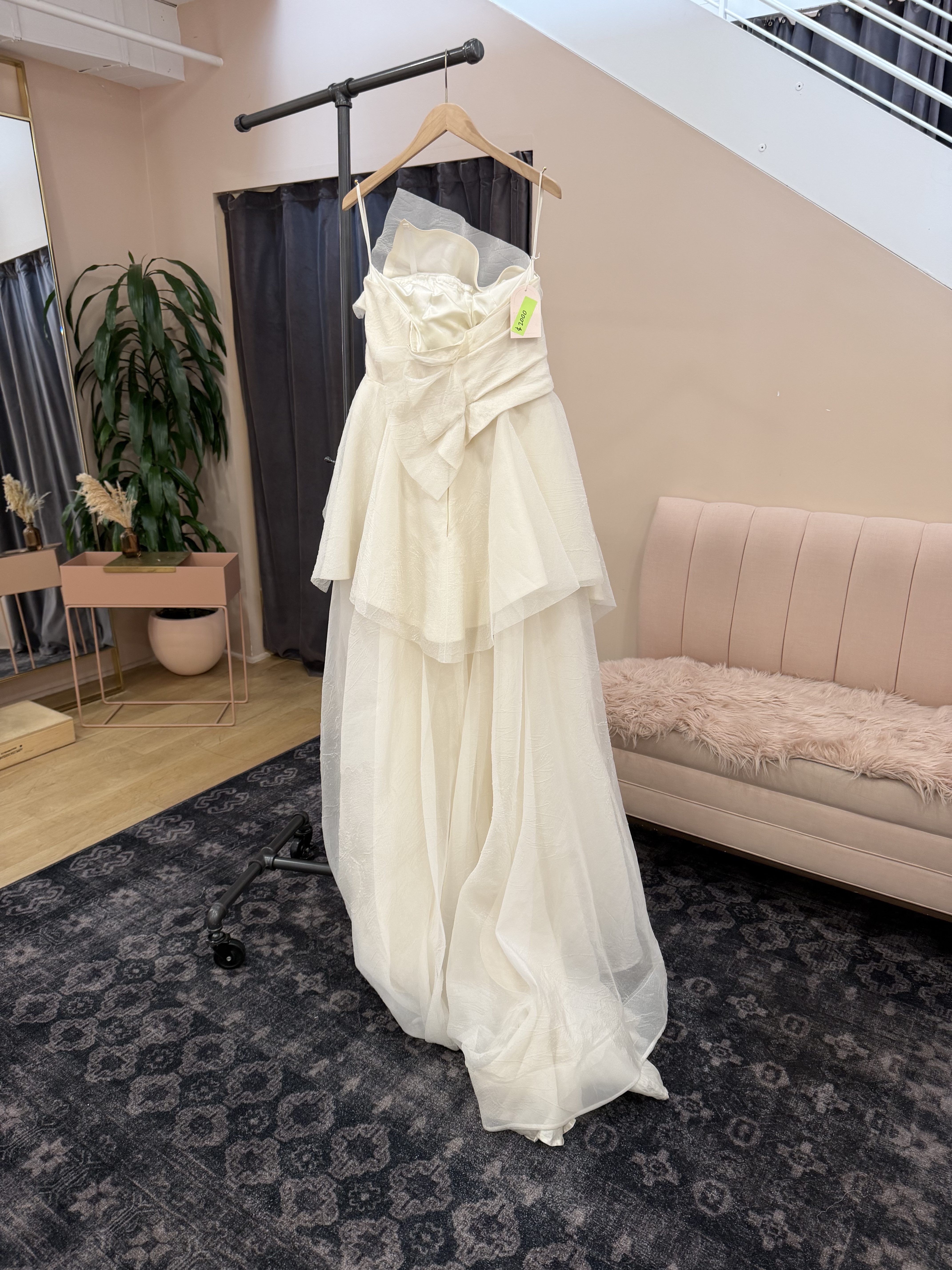 Draped Organza Peplum Gown - Tangelo - Image 2