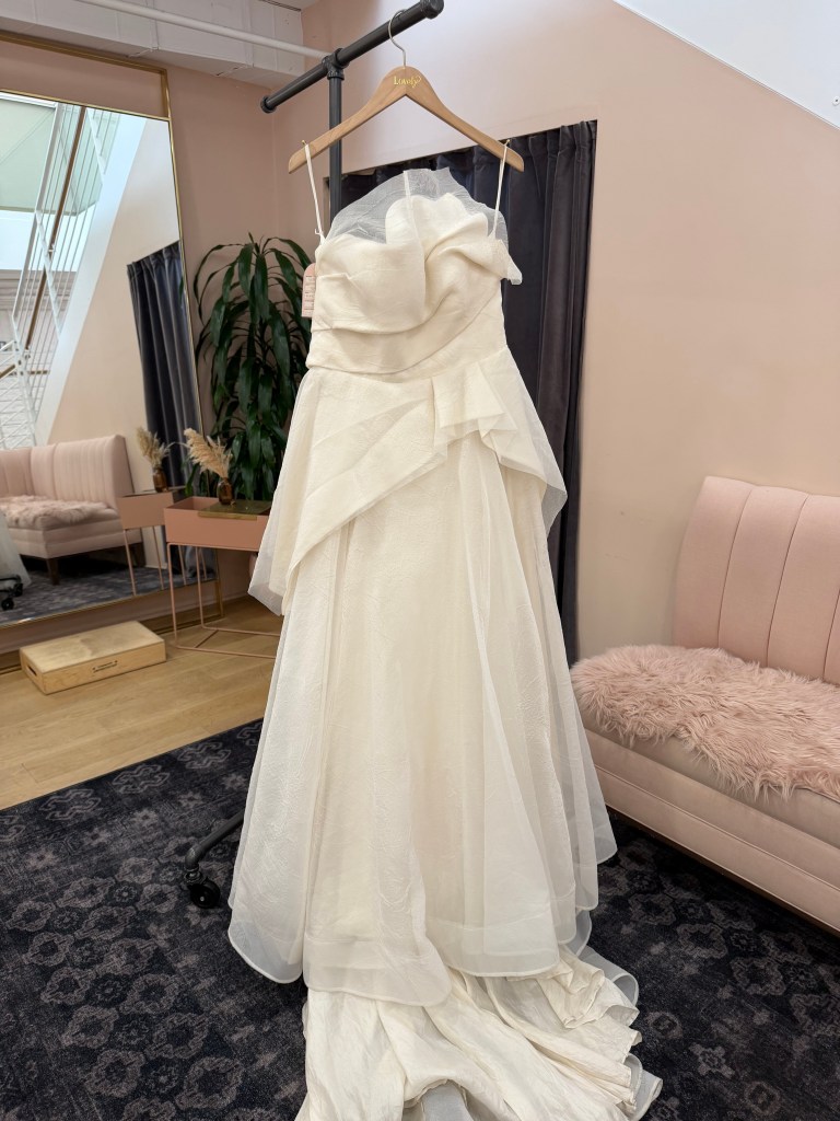 Draped Organza Peplum Gown - Tangelo