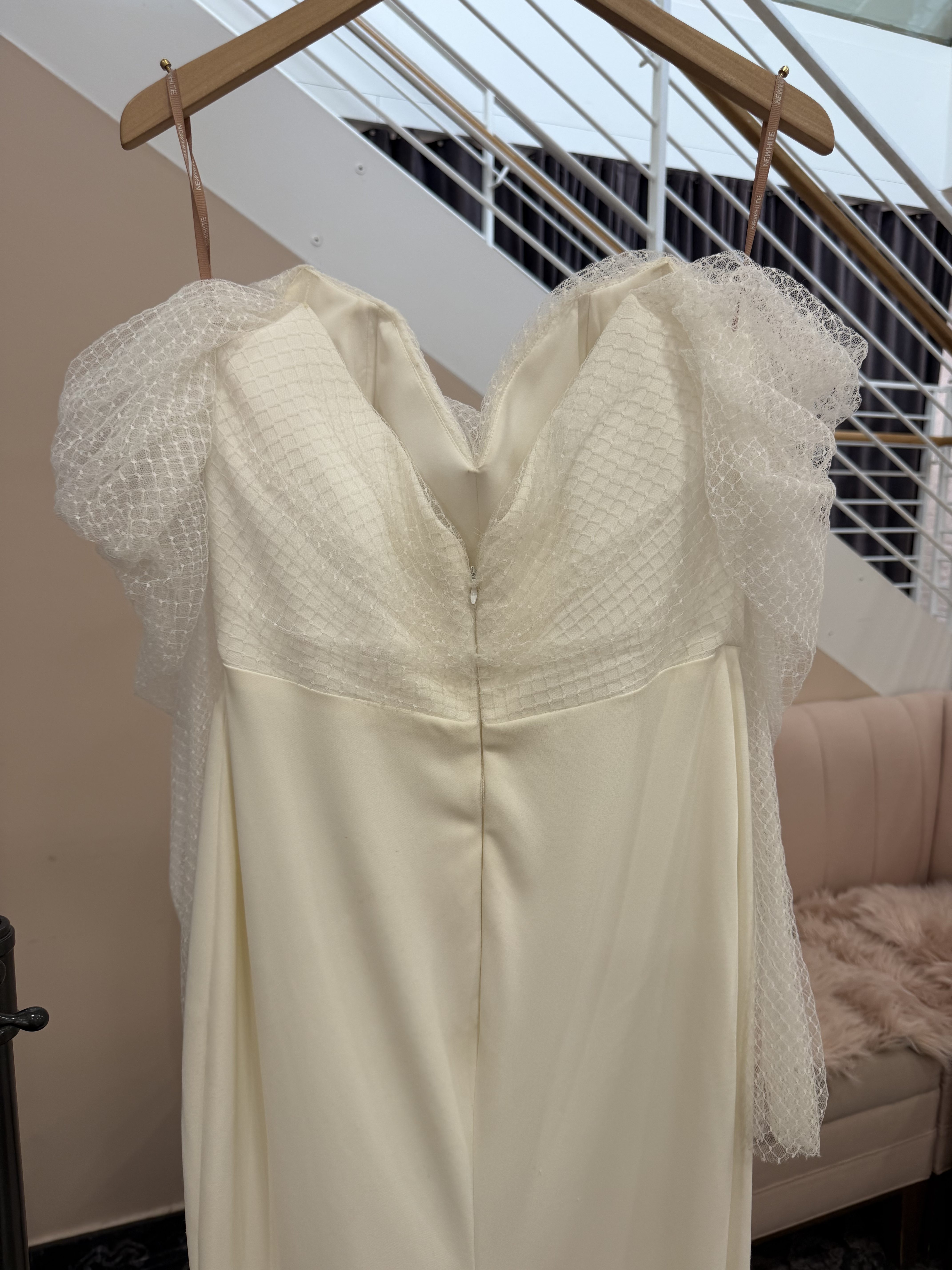 Sweetheart Sheath Gown with Netted Cap Sleeves - Gramercy - Image 3