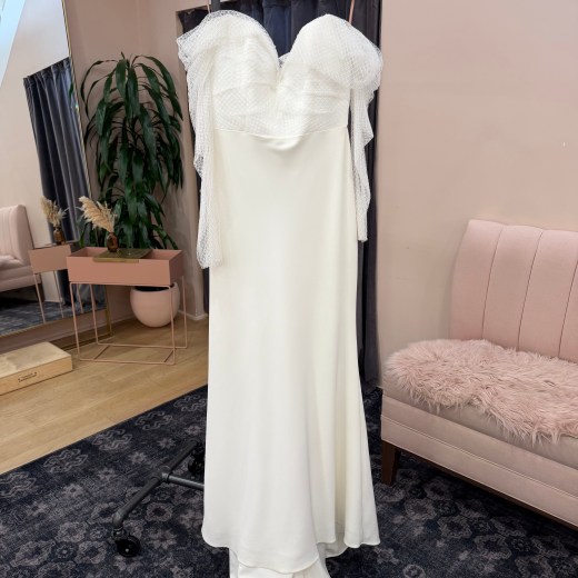 Sweetheart Sheath Gown with Netted Cap Sleeves - Gramercy