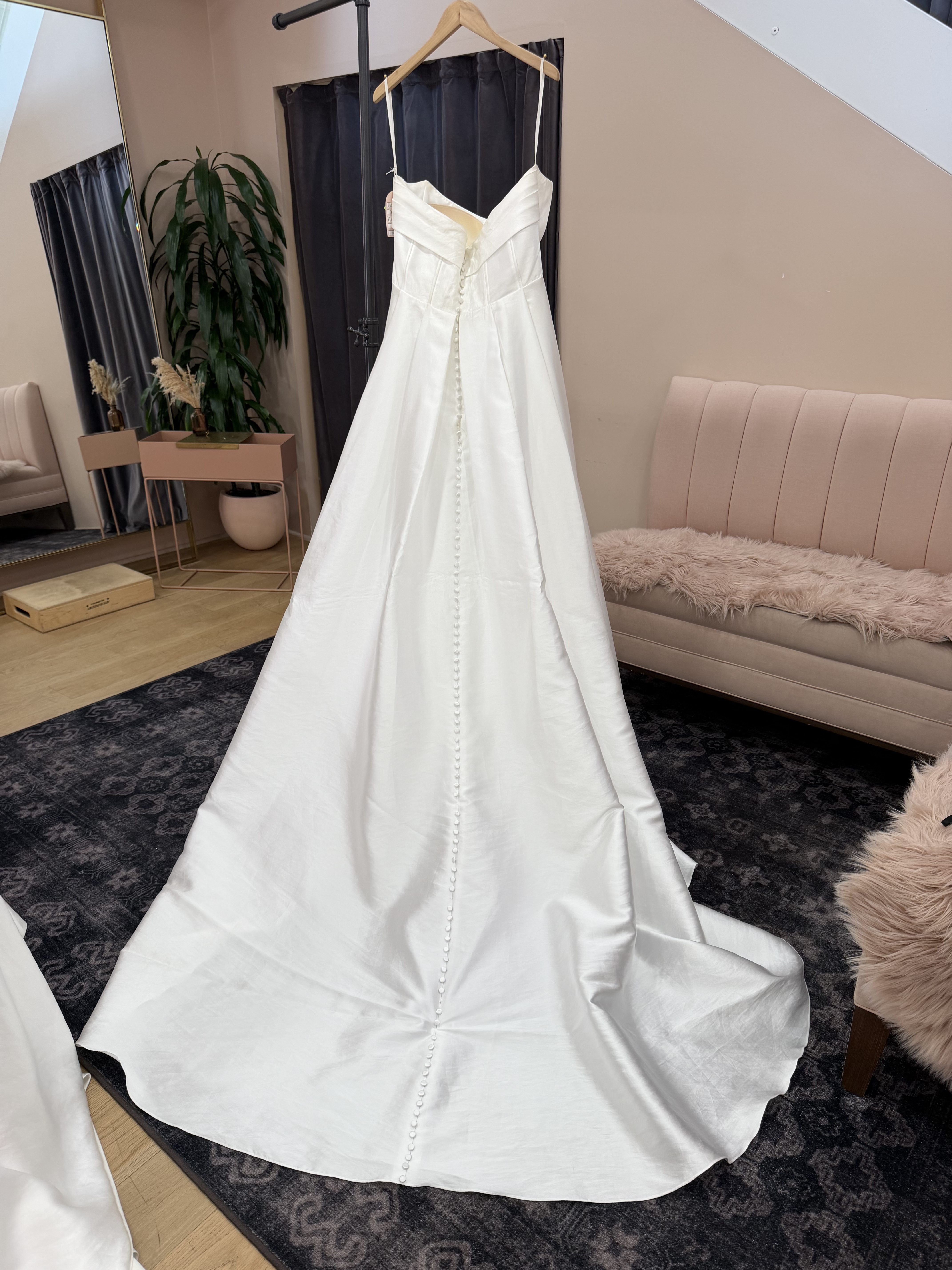 Corset Bodice A-Line Gown with Foldover Collar - Celine