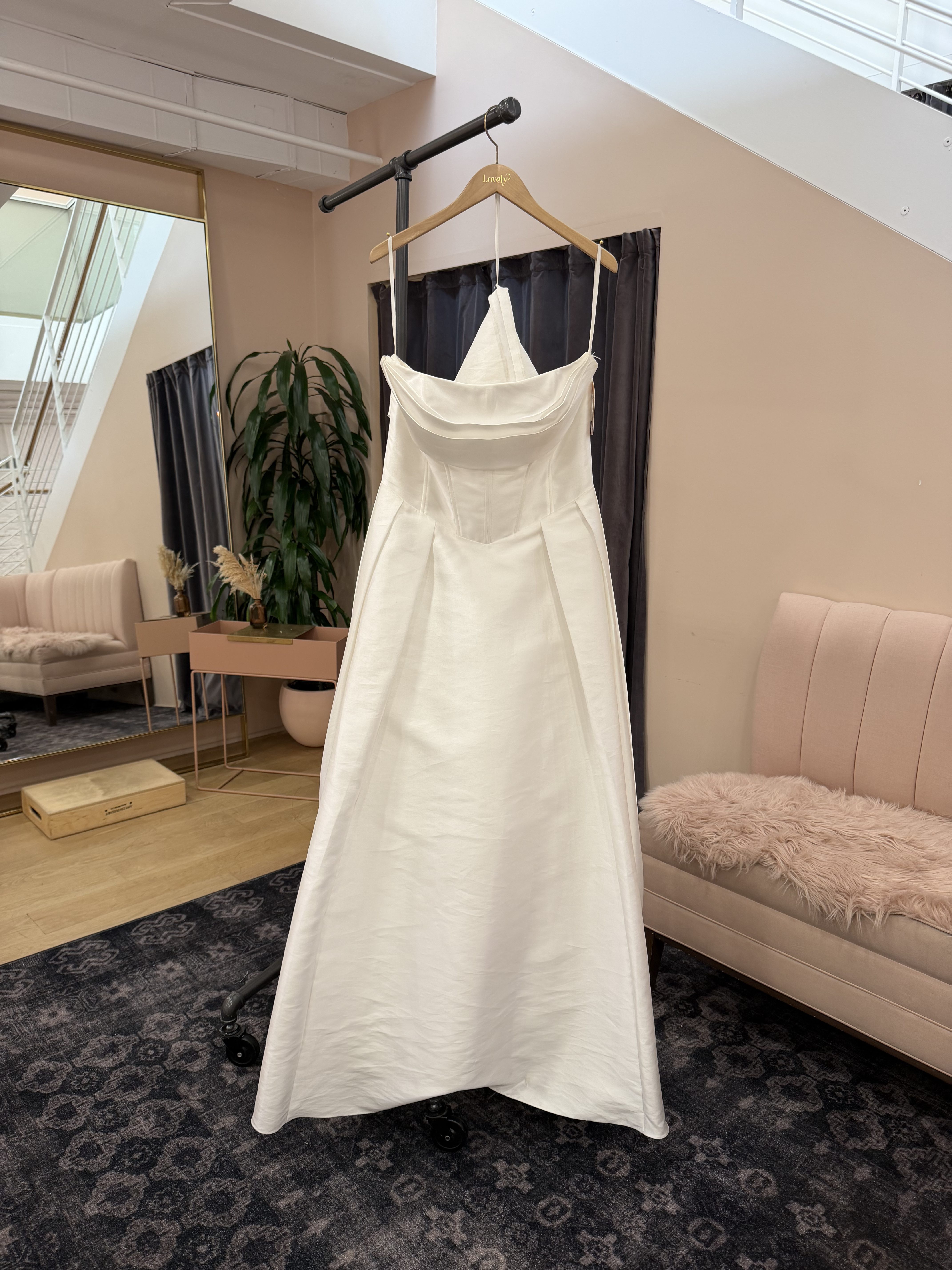 Corset Bodice A-Line Gown with Foldover Collar - Celine - Image 3