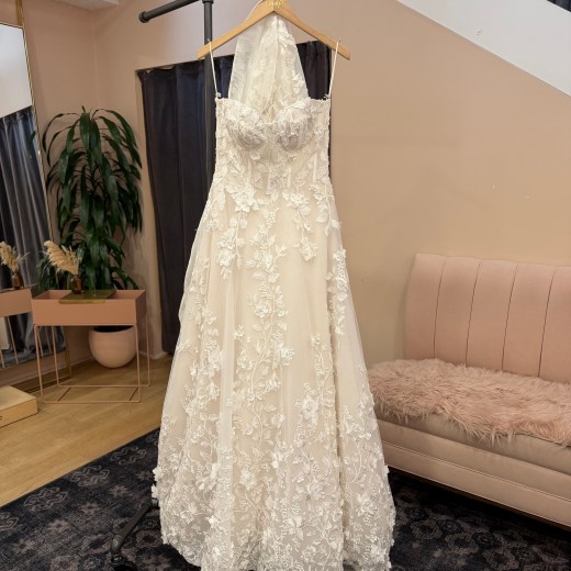 Floral Lace Sheath Gown with Tie-Front Bodice - Victoria