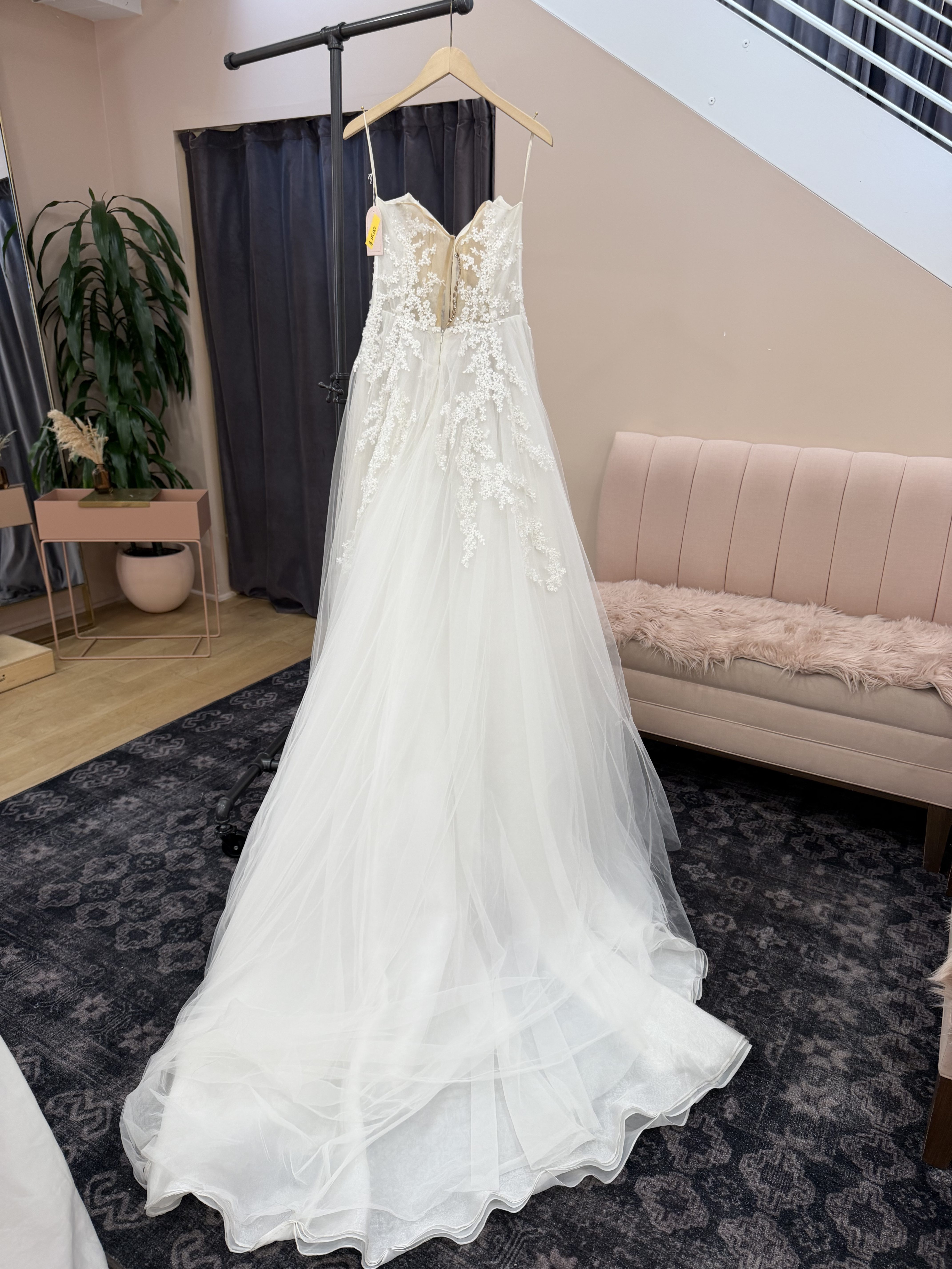 Sheer Illusion Corset A-Line Gown with Cascading Lace - Mila - Image 3