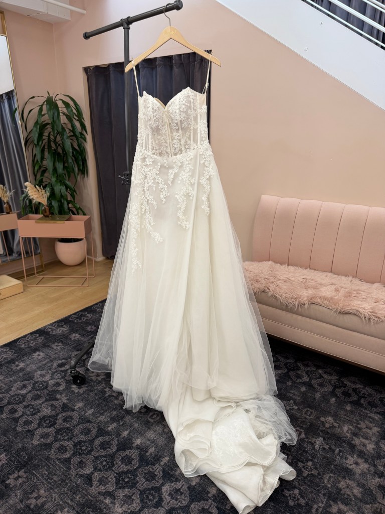 Sheer Illusion Corset A-Line Gown with Cascading Lace - Mila