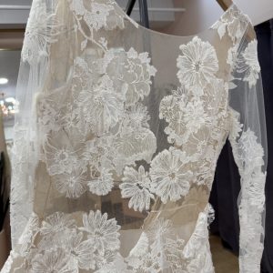 Long Sleeve Floral Lace A-Line Gown - Belle D'un Soir