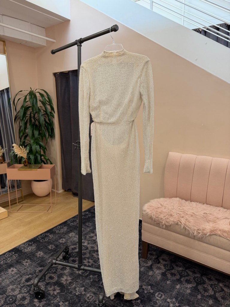 Fully Beaded Long Sleeve Column Gown - Simone