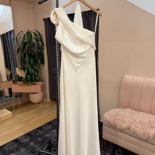 One-Shoulder Draped Column Gown - Clement