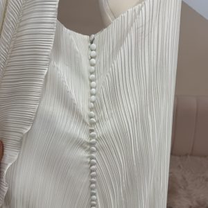 Micro-Pleated Sweetheart Sheath Gown - Klein