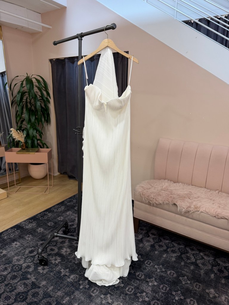 Micro-Pleated Sweetheart Sheath Gown - Klein