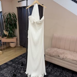 Micro-Pleated Sweetheart Sheath Gown - Klein