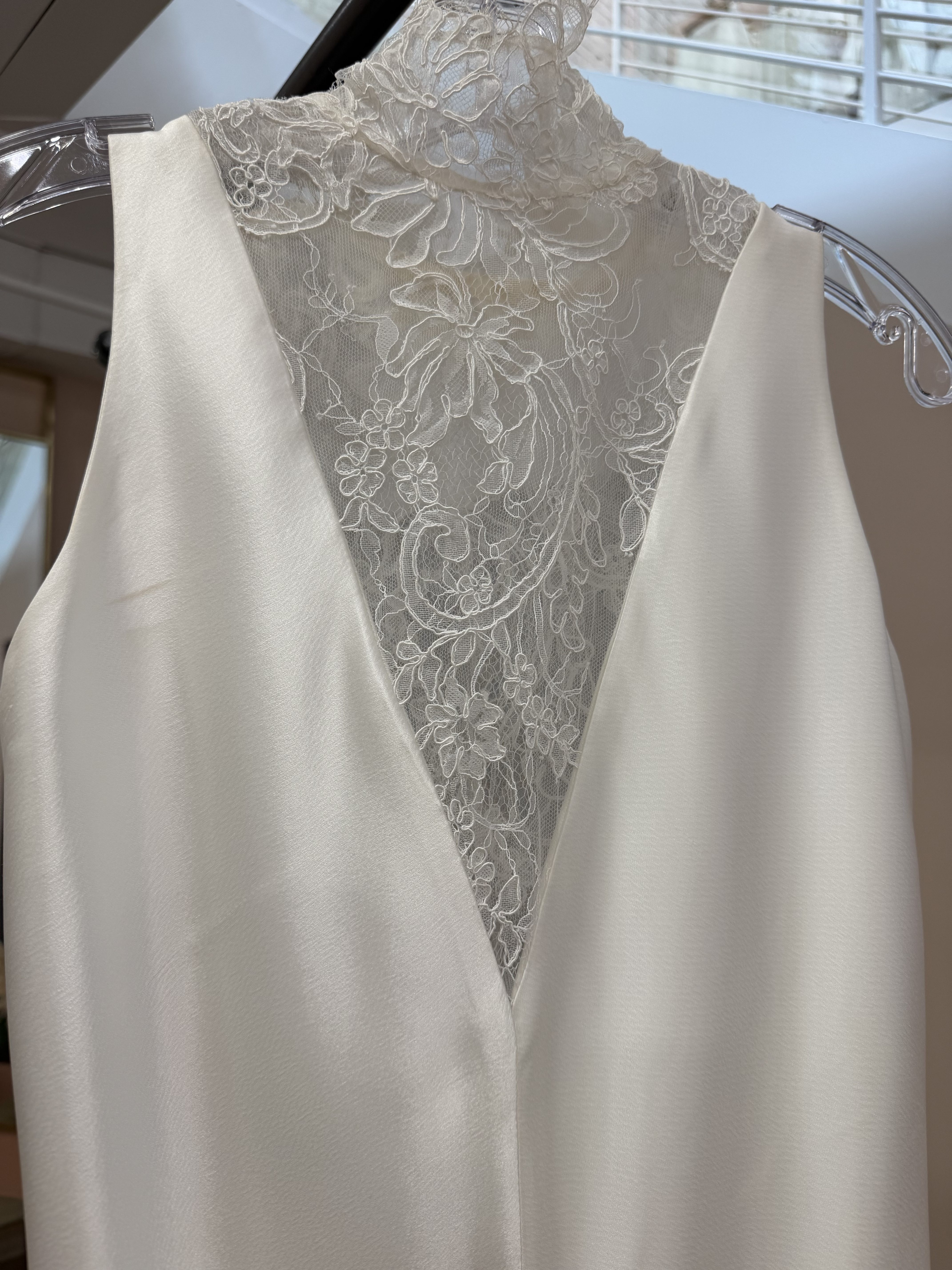 V-Neck Sheath Gown with Lace Back Panel - Thierry - Image 2
