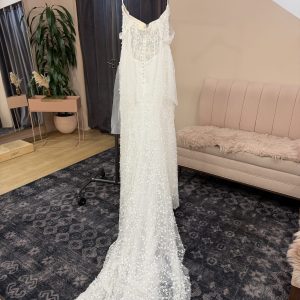 Beaded Lace Gown with Sheer Bustier - Ollie