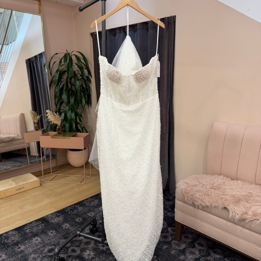 Beaded Diamond Pattern Mermaid Gown with Detachable Top - Carter