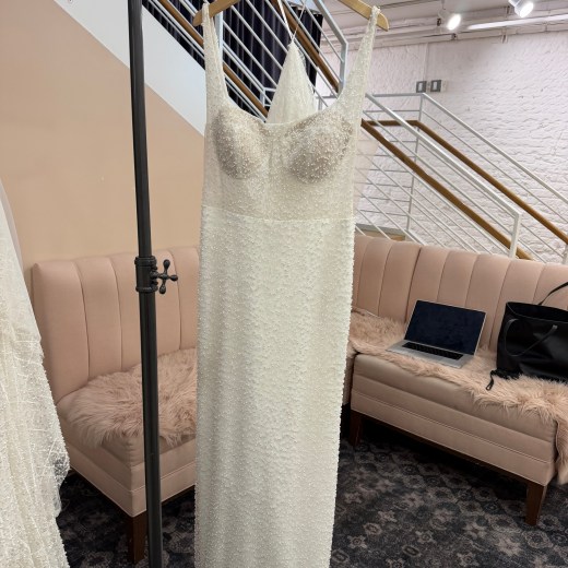 Fully Pearl-Beaded Bustier Column Gown - Freddie