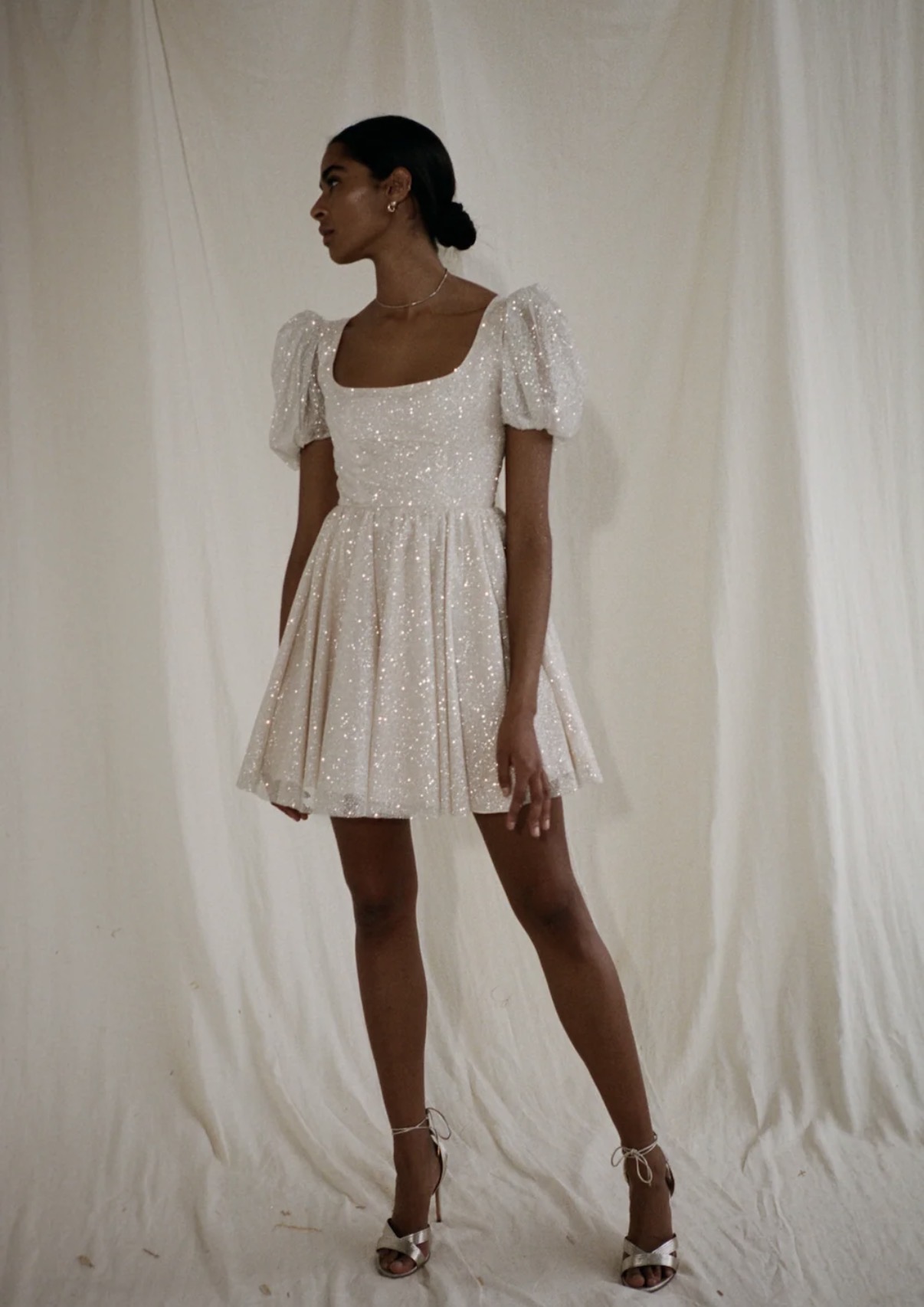 Sparkle puff sleeve mini dress - Image 4