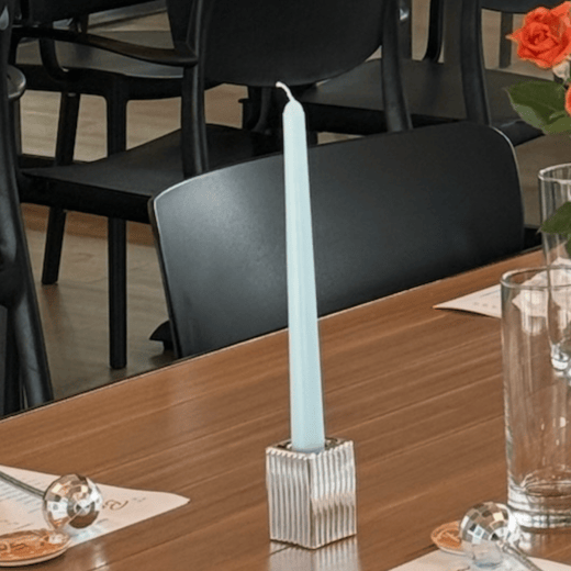 12pcs Silver Chrome Vertical Stripe Glass Candlestick Holders