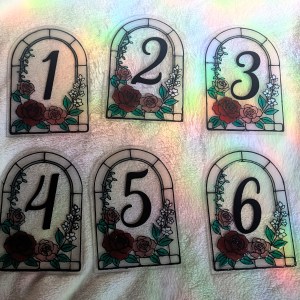 Acrylic and Resin Faux Stain Glass Table Numbers