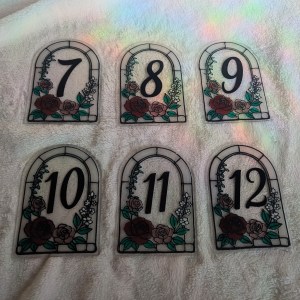 Acrylic and Resin Faux Stain Glass Table Numbers